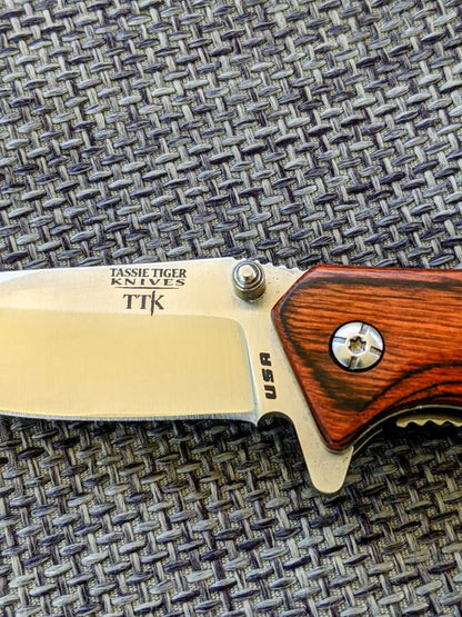 TTK USA Made Wood Handle EDC Folder with Pocket Clip